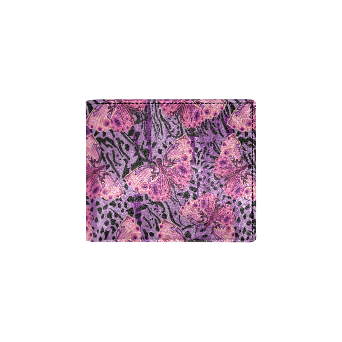 Purple Butterfly Leopard Men's ID Card Wallet