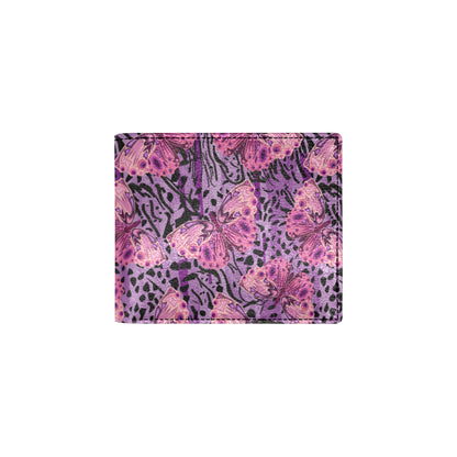 Purple Butterfly Leopard Men's ID Card Wallet
