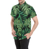 Green Fresh Tropical Palm Leaves Men's Short Sleeve Button Up Shirt