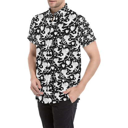 Cupid Pattern Print Design 04 Men's Short Sleeve Button Up Shirt