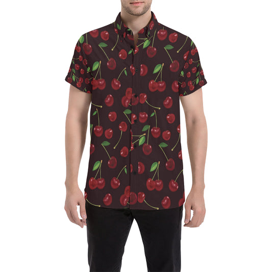 Cherry Fresh Pattern Men's Short Sleeve Button Up Shirt