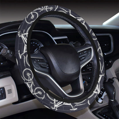 Mountain bike Pattern Print Design 02 Steering Wheel Cover with Elastic Edge