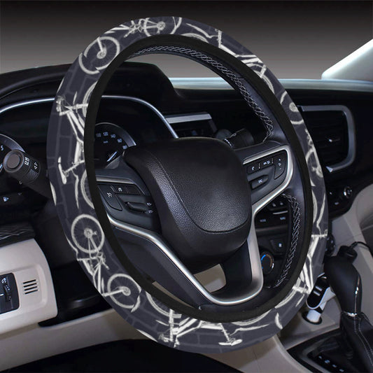 Mountain bike Pattern Print Design 02 Steering Wheel Cover with Elastic Edge
