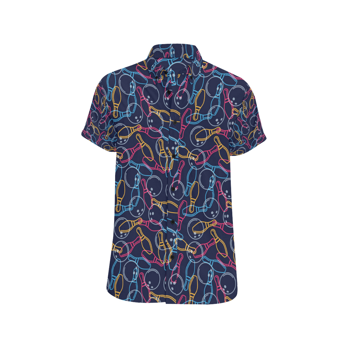 Bowling Pattern Print Design 07 Men's Short Sleeve Button Up Shirt