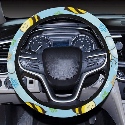 Bee Pattern Print Design BEE03 Steering Wheel Cover with Elastic Edge