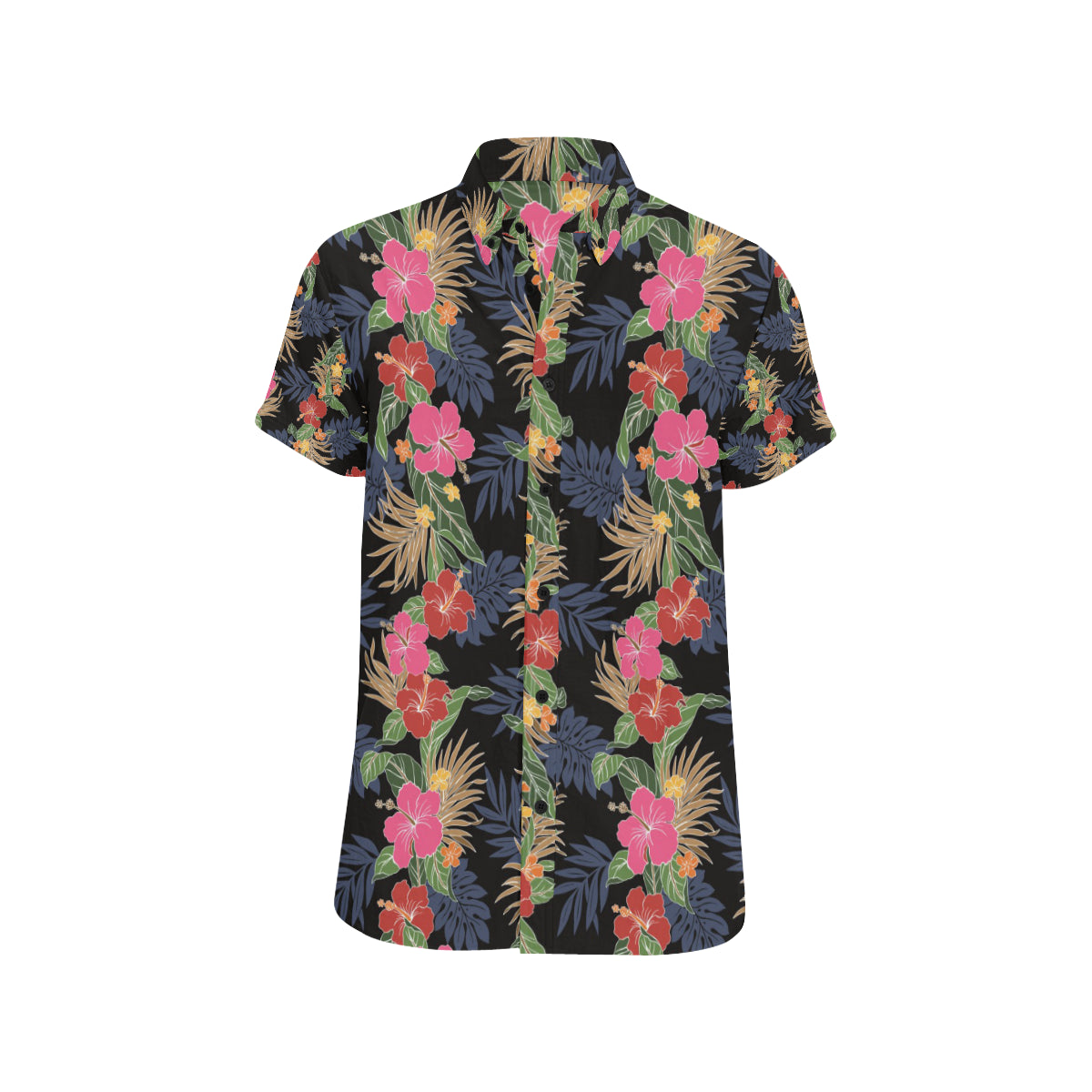 Hawaiian Themed Pattern Print Design H011 Men's Short Sleeve Button Up Shirt