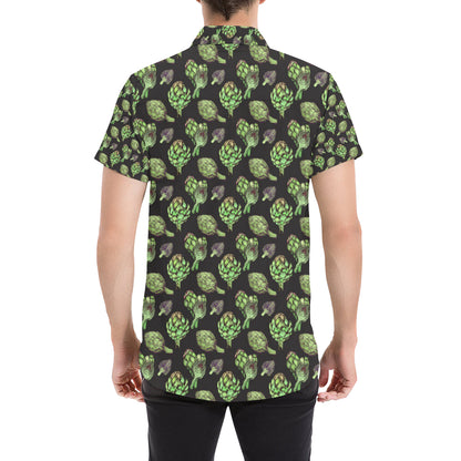 Artichoke Pattern Print Design 02 Men's Short Sleeve Button Up Shirt