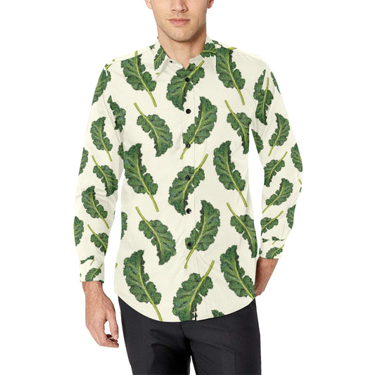 Kale Pattern Print Design 03 Men's Long Sleeve Shirt