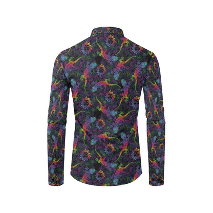 Gecko Rainbow Pattern Print Design 03 Men's Long Sleeve Shirt