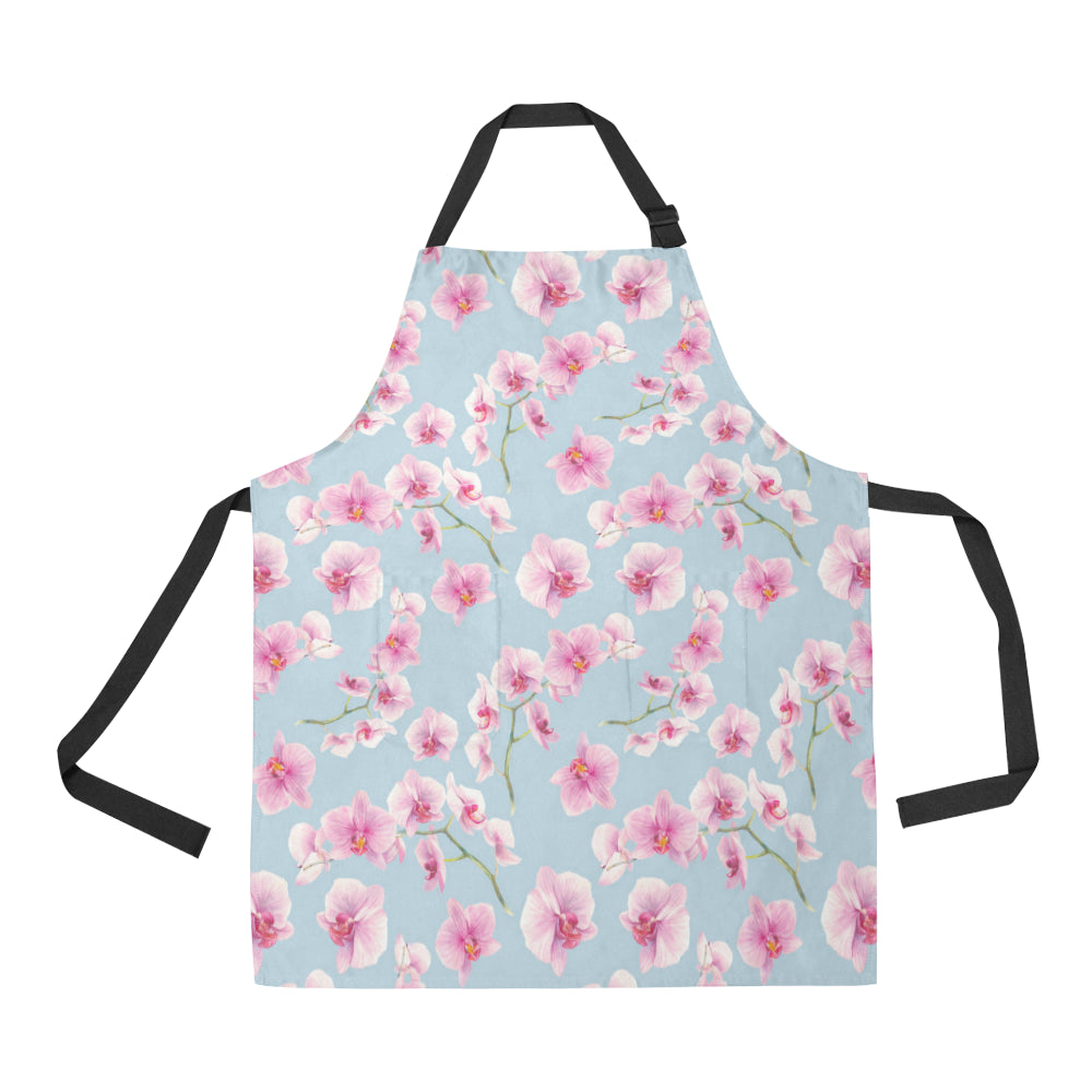 Orchid Pattern Print Design A01 Apron with Pocket