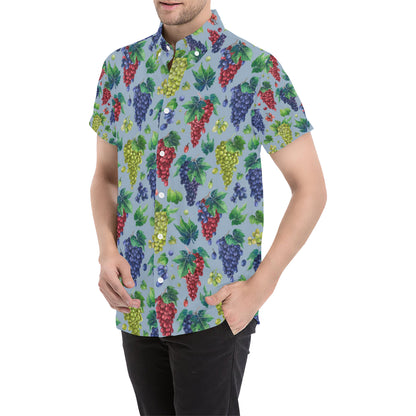 Grape Pattern Print Design GP06 Men's Short Sleeve Button Up Shirt
