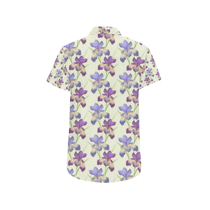 Iris Pattern Print Design IR08 Men's Short Sleeve Button Up Shirt
