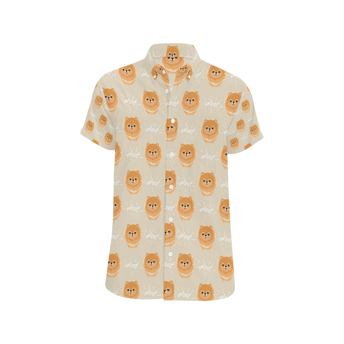 Pomeranians Pattern Print Design A04 Men's Short Sleeve Button Up Shirt
