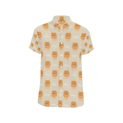 Pomeranians Pattern Print Design A04 Men's Short Sleeve Button Up Shirt