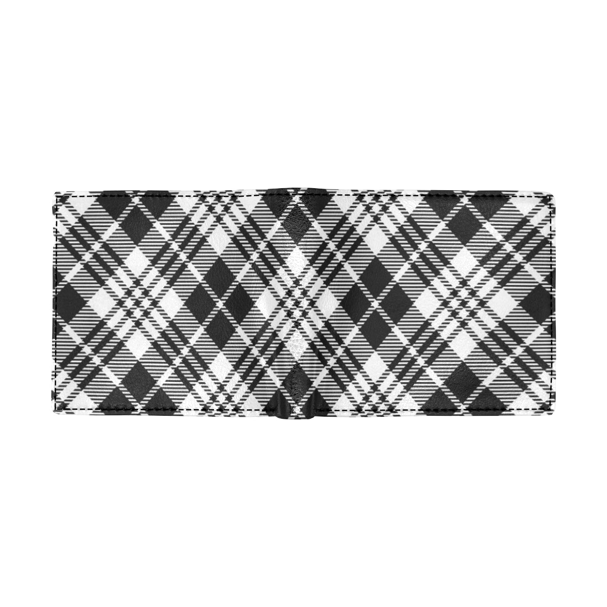 Plaid Black White Pattern Print Design A02 Men's ID Card Wallet