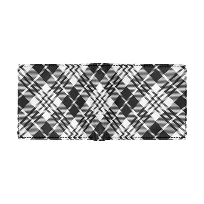 Plaid Black White Pattern Print Design A02 Men's ID Card Wallet