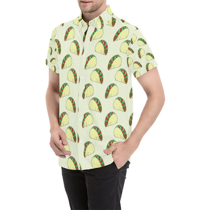Taco Pattern Print Design TC05 Men's Short Sleeve Button Up Shirt