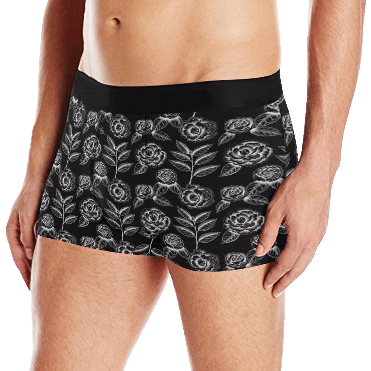Camellia Pattern Print Design 02 Men's Boxer Briefs