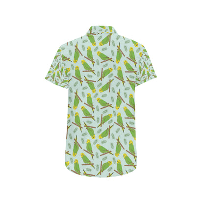 Budgerigar Pattern Print Design 04 Men's Short Sleeve Button Up Shirt