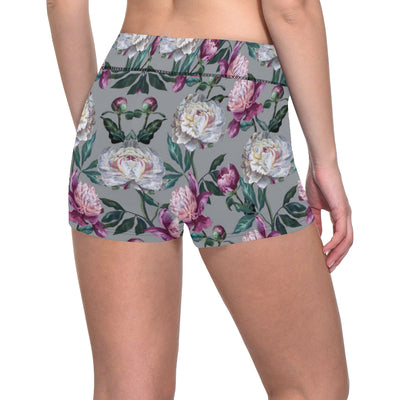 Peony Pattern Print Design PE01 Yoga Shorts