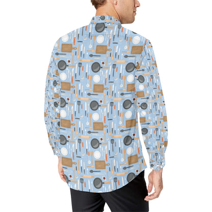 Cooking Kitchen Tools Pattern Print Design 02 Men's Long Sleeve Shirt
