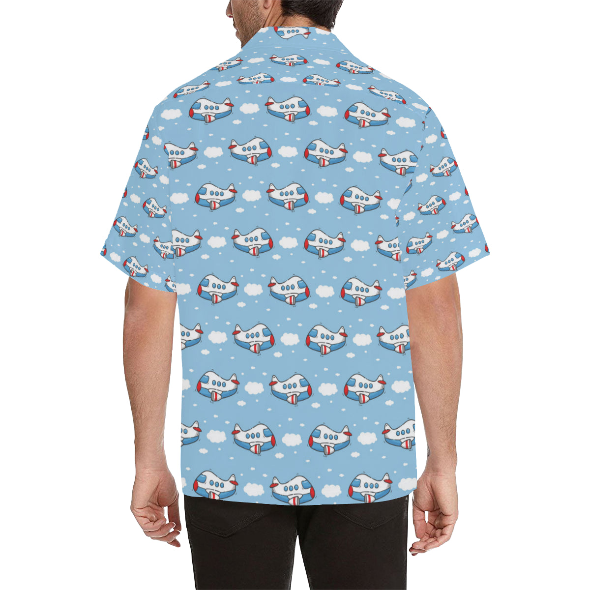 Airplane Cartoon Pattern Print Design 07 Men's Hawaiian Shirt