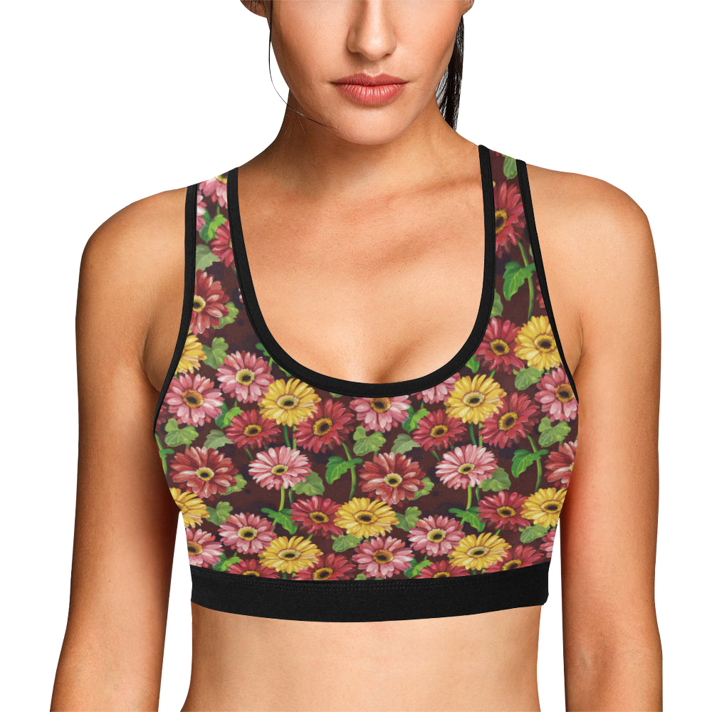 Daisy Gerbera Print Pattern Sports Bra