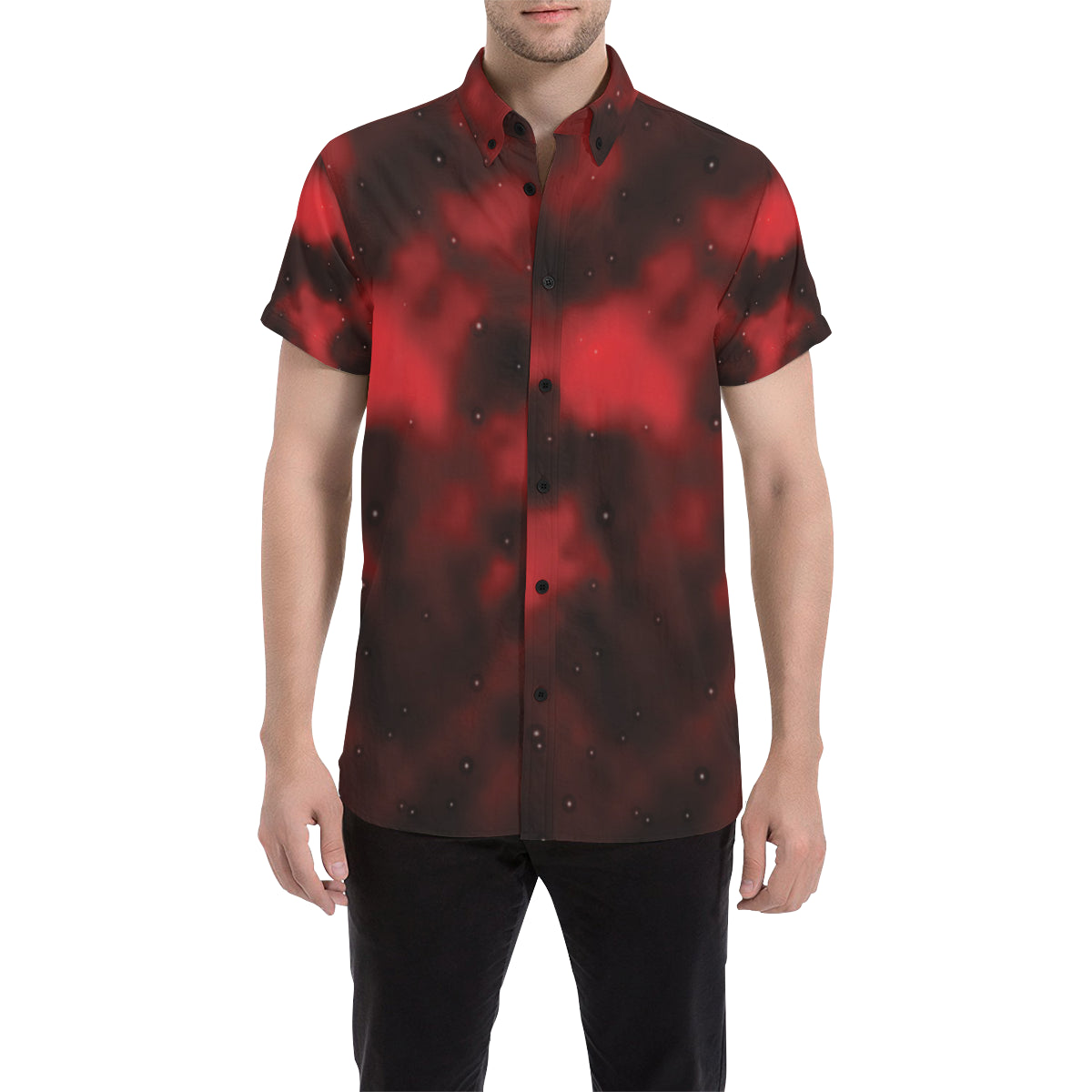 Nebula Pattern Print Design A03 Men's Short Sleeve Button Up Shirt