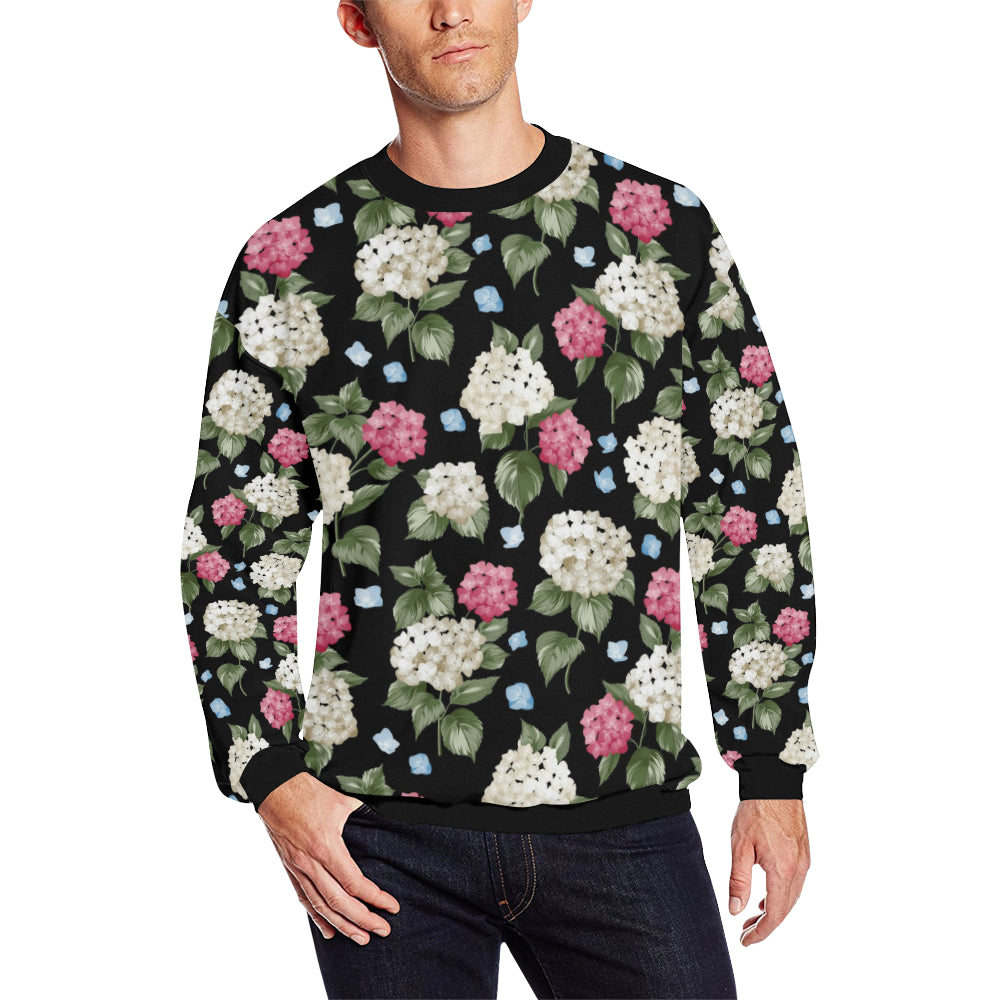Hydrangea Pattern Print Design HD09 Men Long Sleeve Sweatshirt