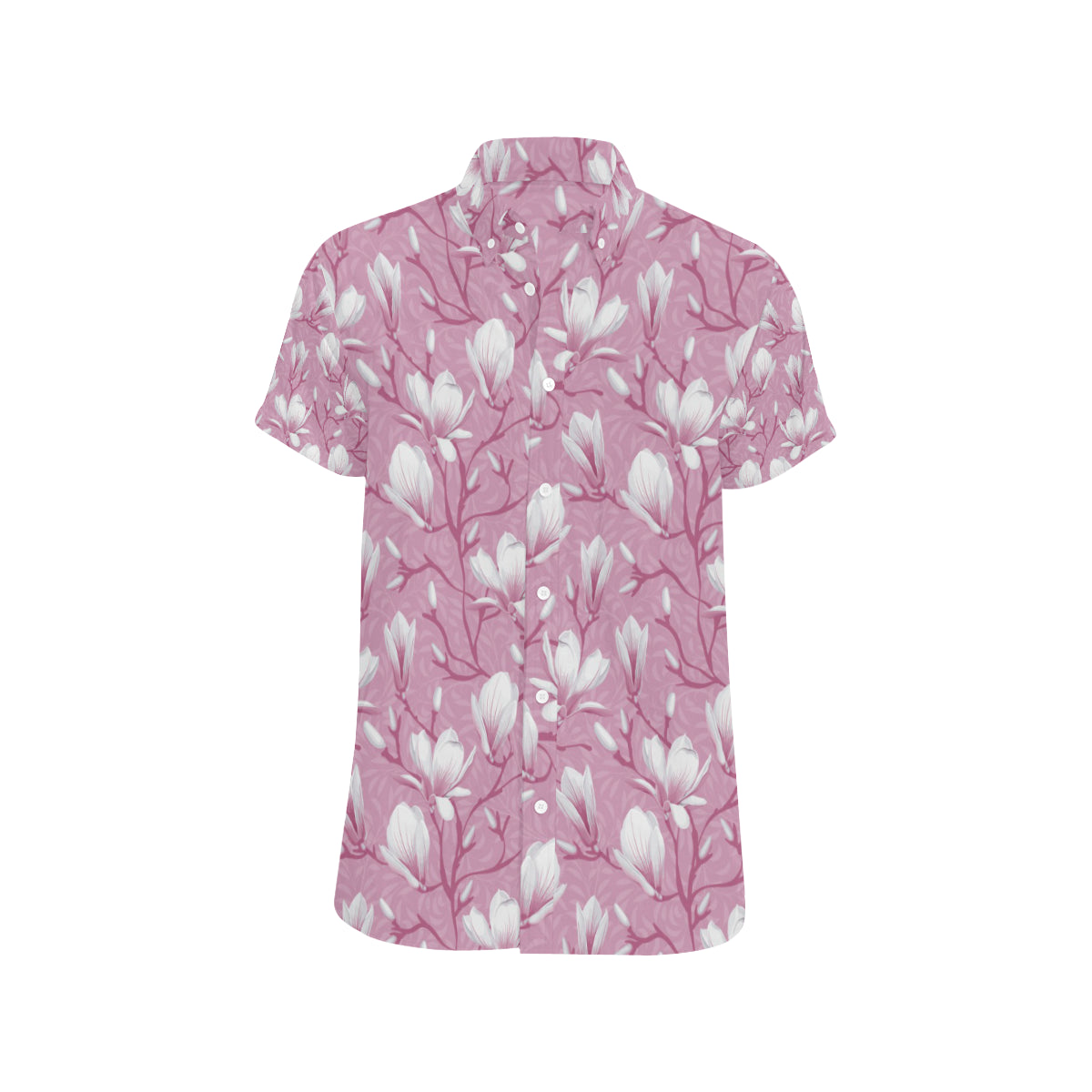 Magnolia Pattern Print Design MAG05 Men's Short Sleeve Button Up Shirt