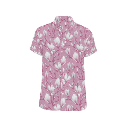 Magnolia Pattern Print Design MAG05 Men's Short Sleeve Button Up Shirt