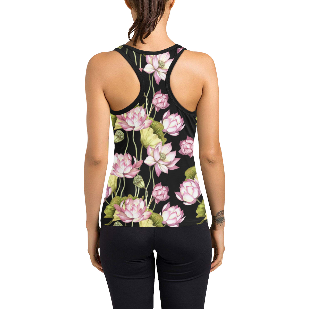 Water Lily Pattern Print Design WL06 Women's Racerback Tank Top