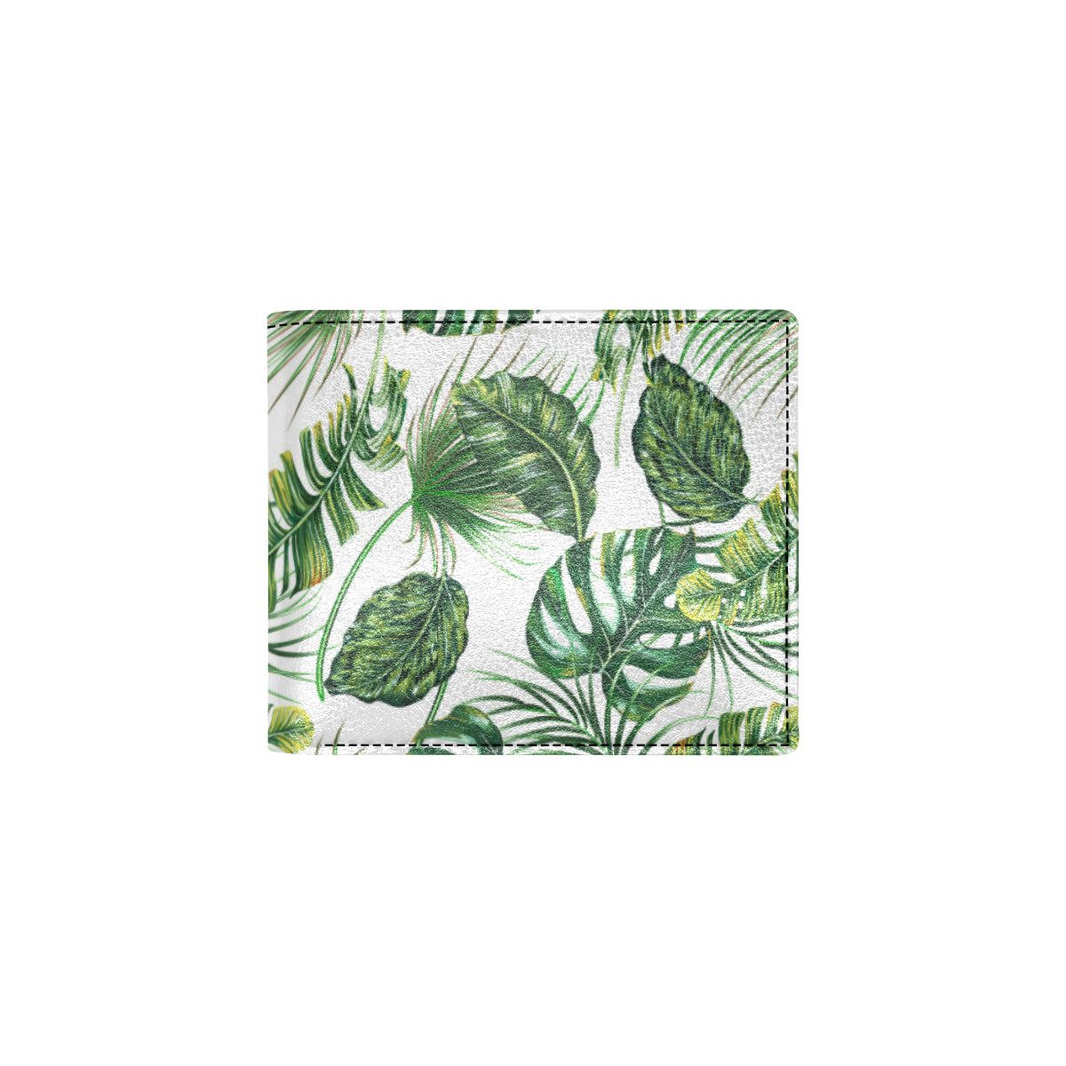 Green Pattern Tropical Palm Leaves Men's ID Card Wallet