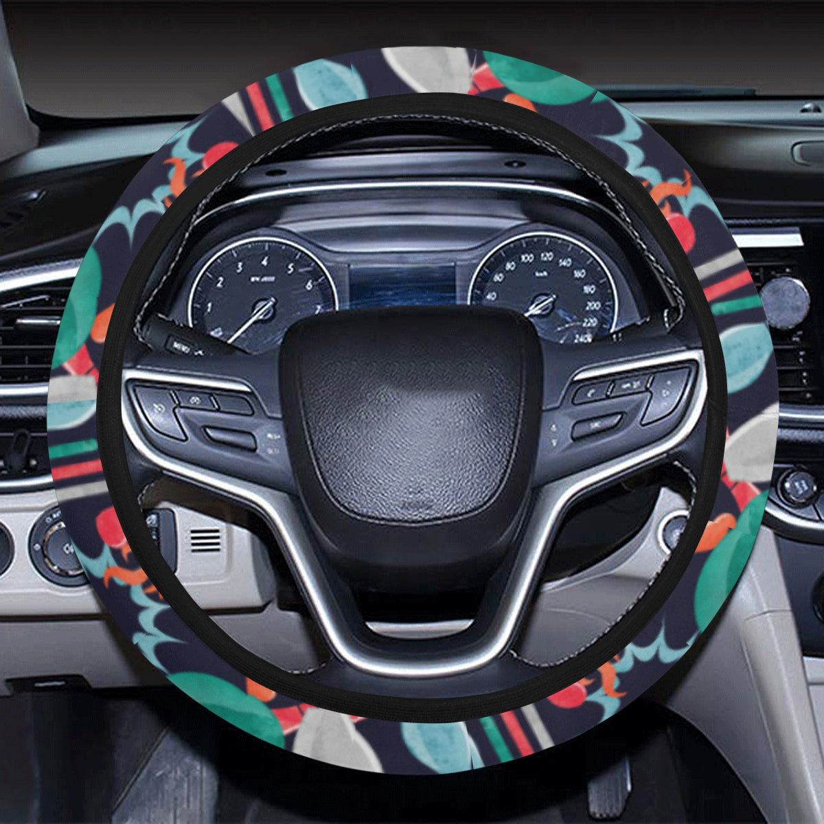 Bowling Pattern Print Design 08 Steering Wheel Cover with Elastic Edge