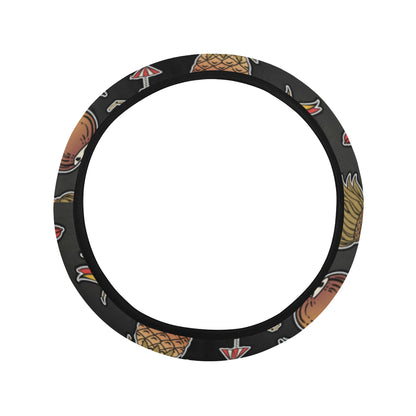 Hula Dancers Hawaiian Style Pattern Print Design 0 Steering Wheel Cover with Elastic Edge