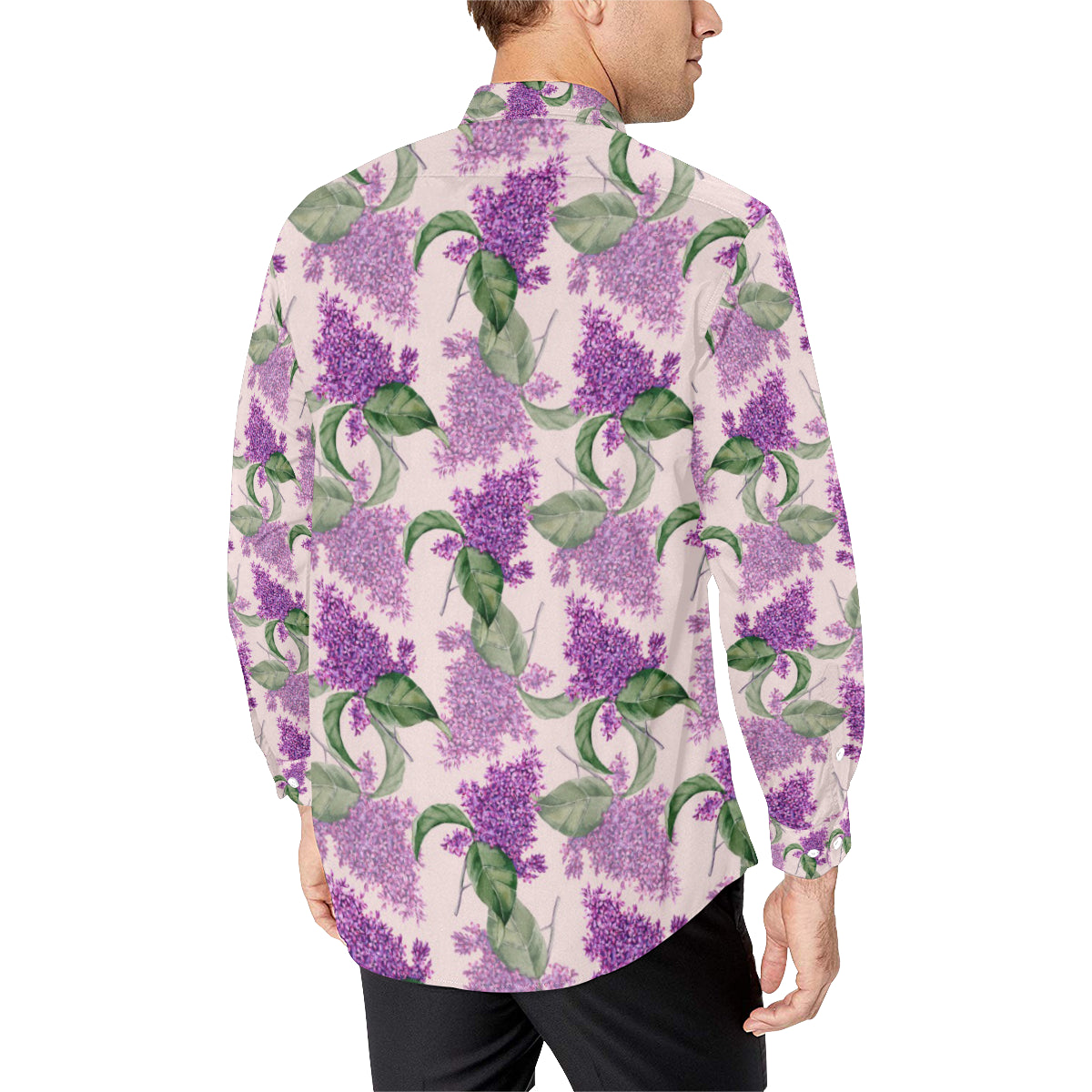 Lilac Pattern Print Design LI02 Men's Long Sleeve Shirt
