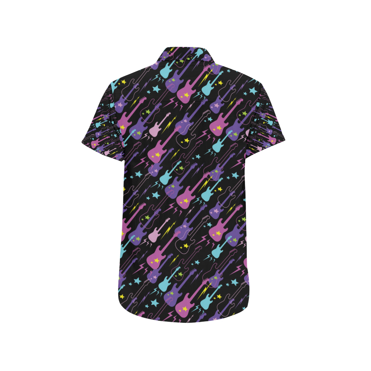 Electric Guitar Pattern Print Design 02 Men's Short Sleeve Button Up Shirt
