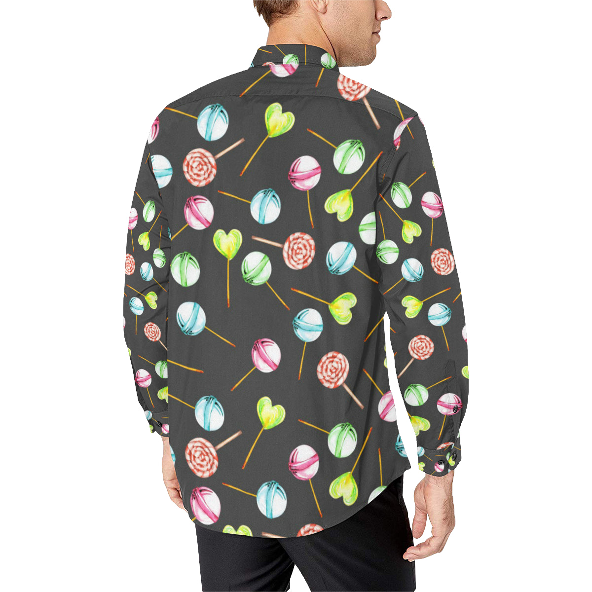 Lollipop Pattern Print Design LL02 Men's Long Sleeve Shirt