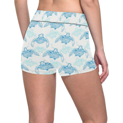 Sea Turtle Pattern Print Design T01 Yoga Shorts