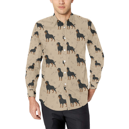 Rottweiler Pattern Print Design A01 Men's Long Sleeve Shirt