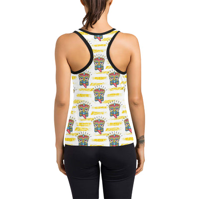 Tiki Smile Mask Print Pattern Women's Racerback Tank Top