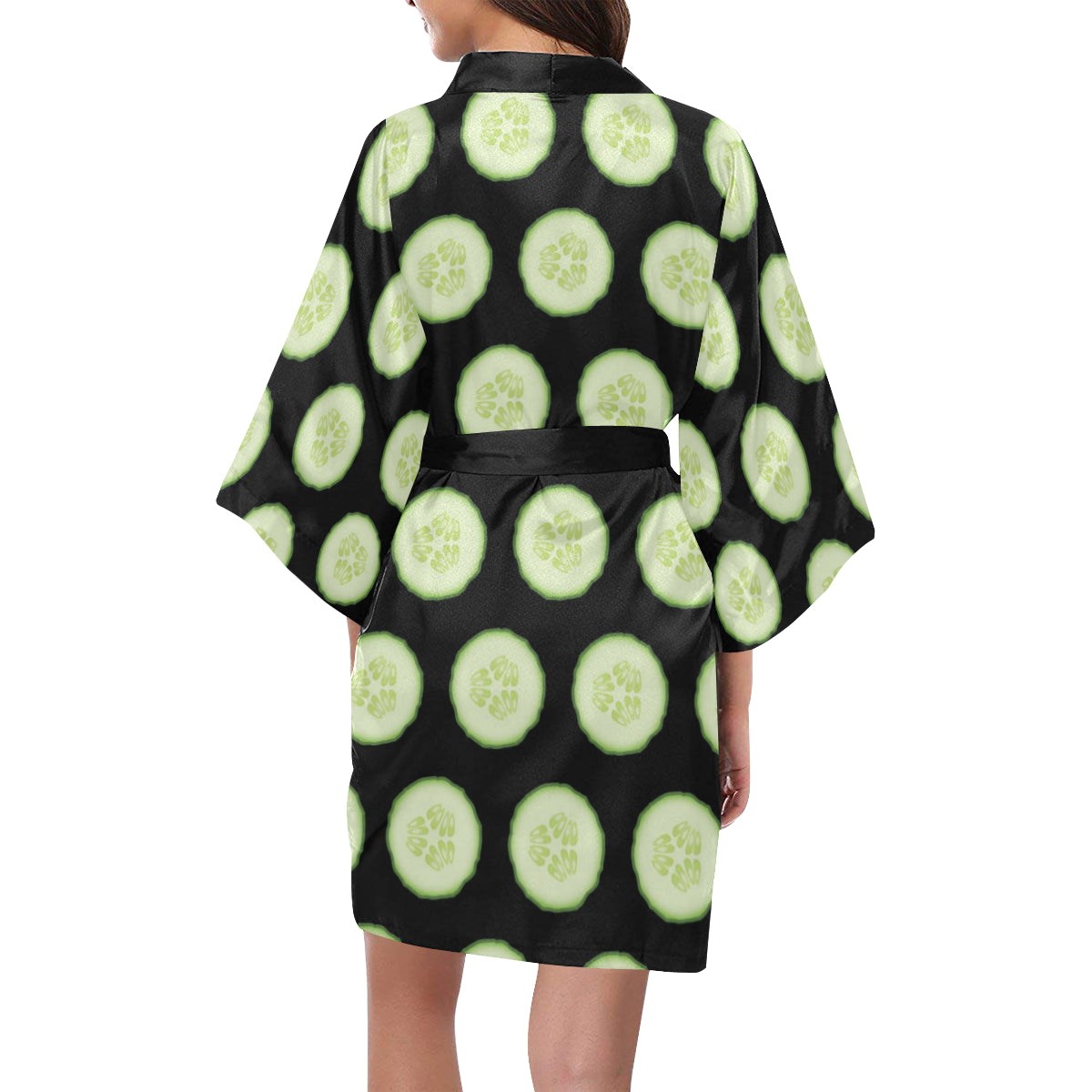 Cucumber Pattern Print Design CC02 Women's Short Kimono