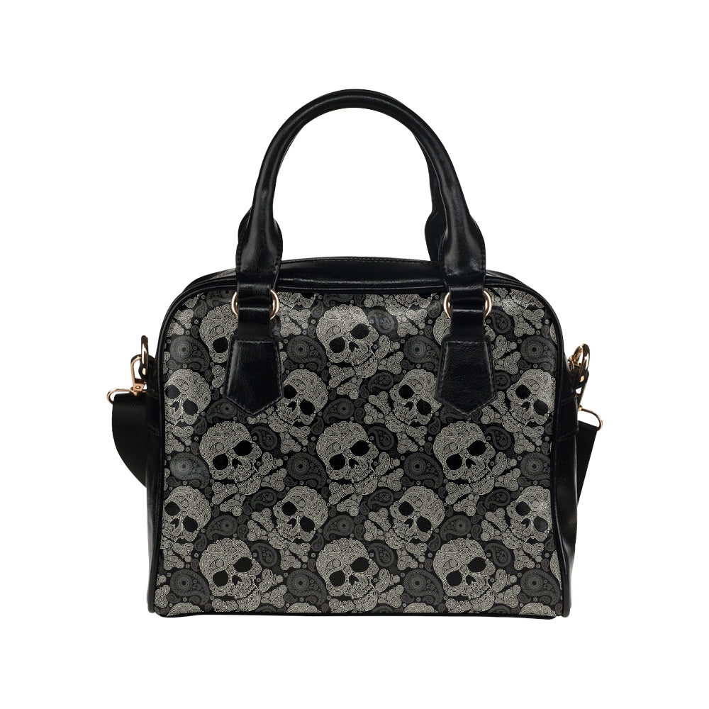 Paisley Skull Pattern Print Design A01 Shoulder Handbag