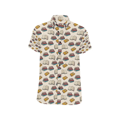 Book Pattern Print Design 04 Men's Short Sleeve Button Up Shirt