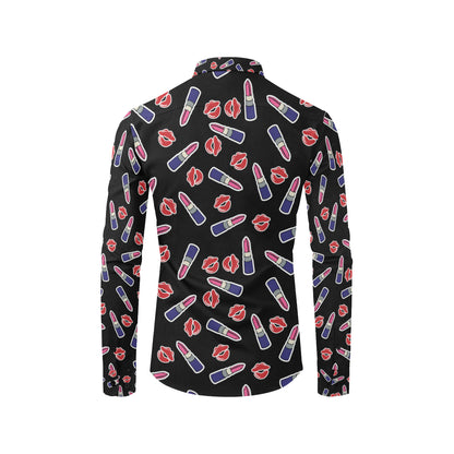 Lipstick Pattern Print Design LT01 Men's Long Sleeve Shirt