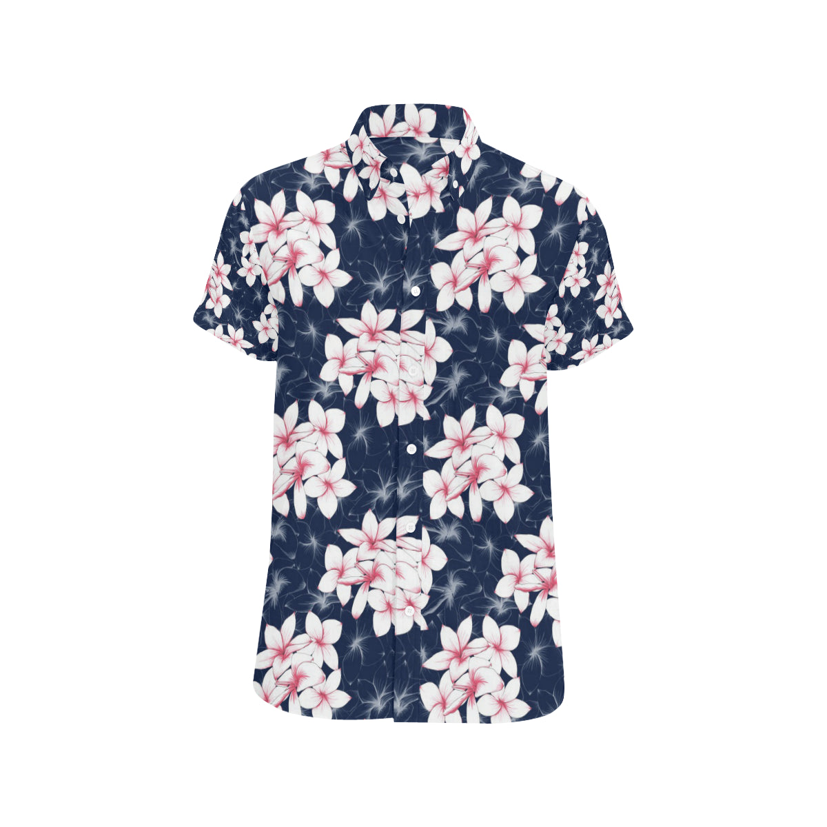 Plumeria Pattern Print Design PM017 Men's Short Sleeve Button Up Shirt