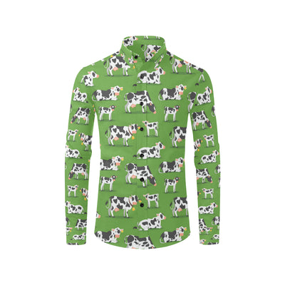 Cow Happy Print Pattern Men's Long Sleeve Shirt