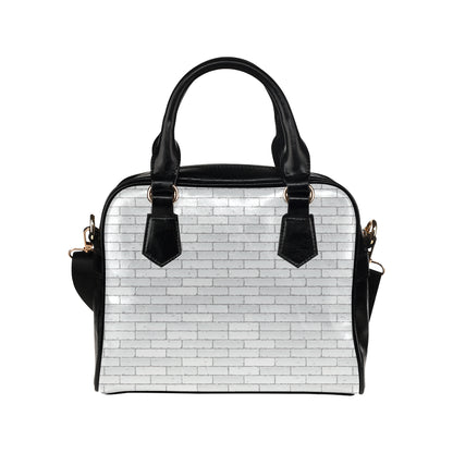 Brick White Pattern Print Design 03 Shoulder Handbag