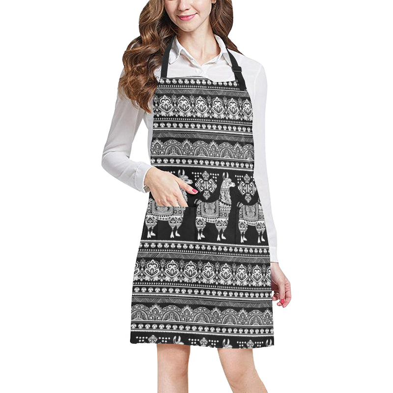 Llama Aztec Style Pattern Print Design 01 Apron with Pocket