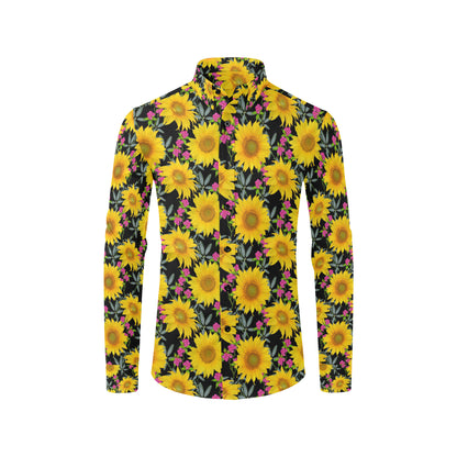 Sunflower Pattern Print Design SF014 Men's Long Sleeve Shirt